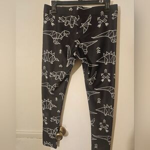 Womens Origami Dinosaur Leggings - Black and White